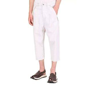 Rick Owens DRKSHDW Cargo Collapse Cropped Cut Pant 36 L Mens White SS 20 NWT
